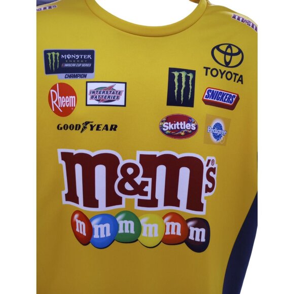 Joe Gibbs Racing M&M Kyle Busch Pit Crew Shirt Mens XL Yellow Top 2019 - Picture 6 of 16